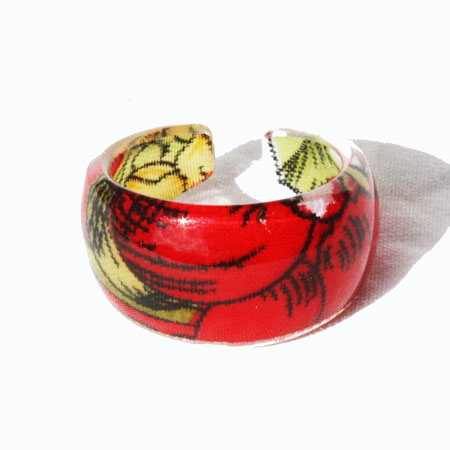 Red Acrylic Floral Ring