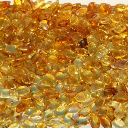 Golden Amber beads - leaves