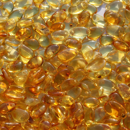 Golden Amber beads - leaves