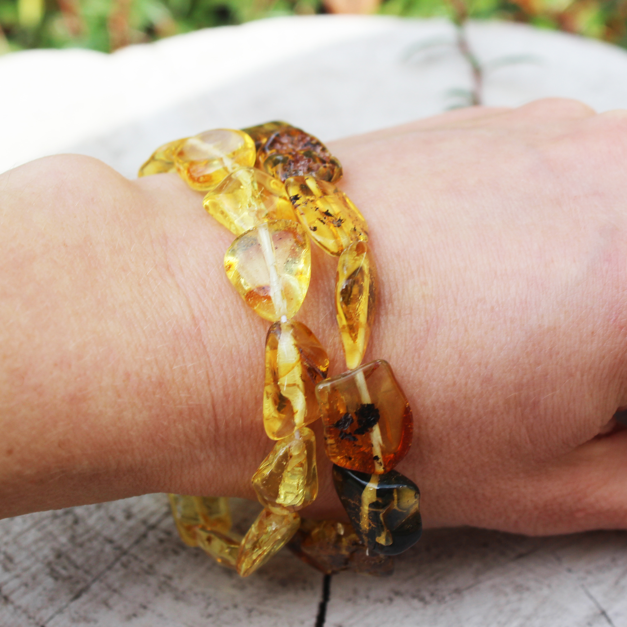 Lemon with inclusions Amber Bracelet