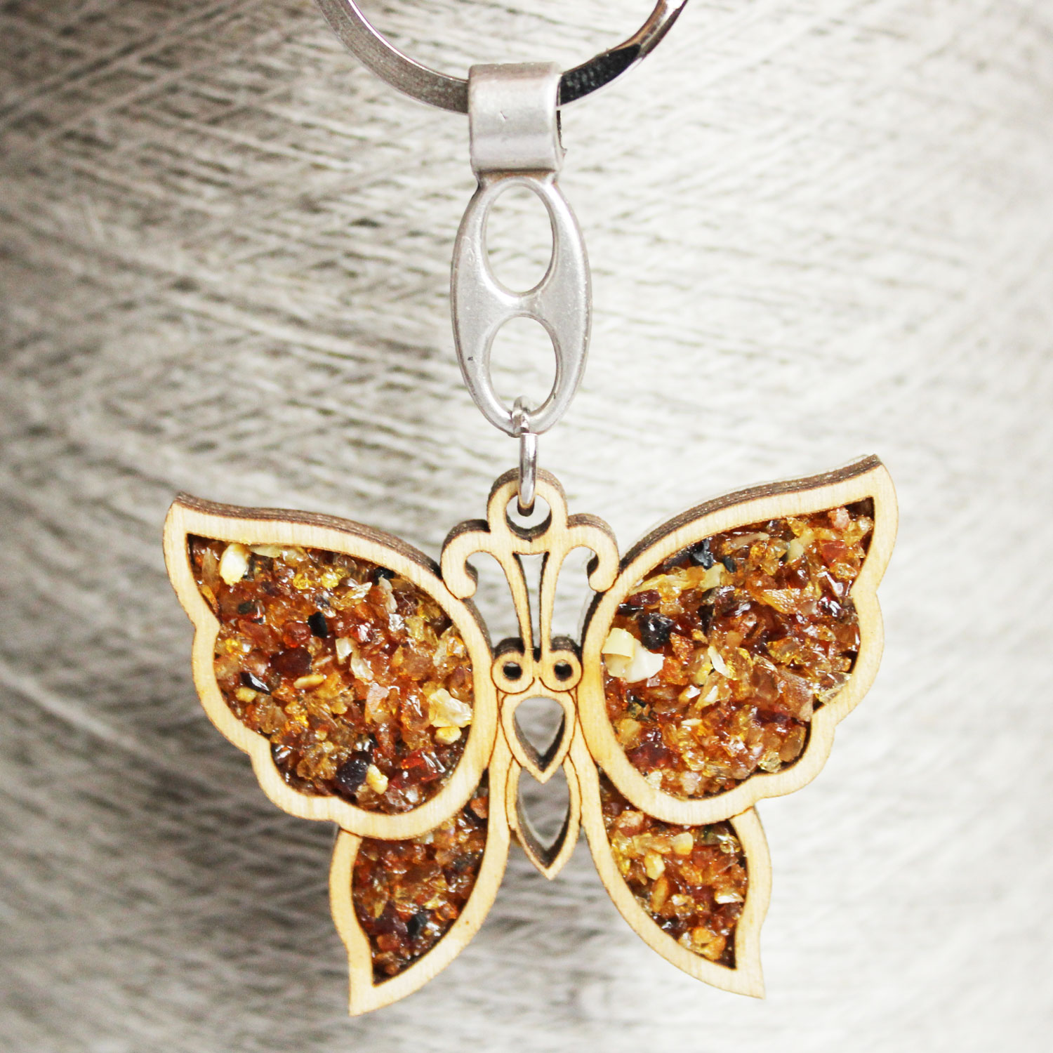 Amber Keyring Butterfly