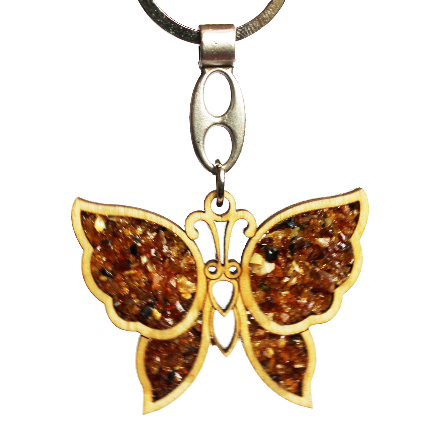 Amber Keyring Butterfly