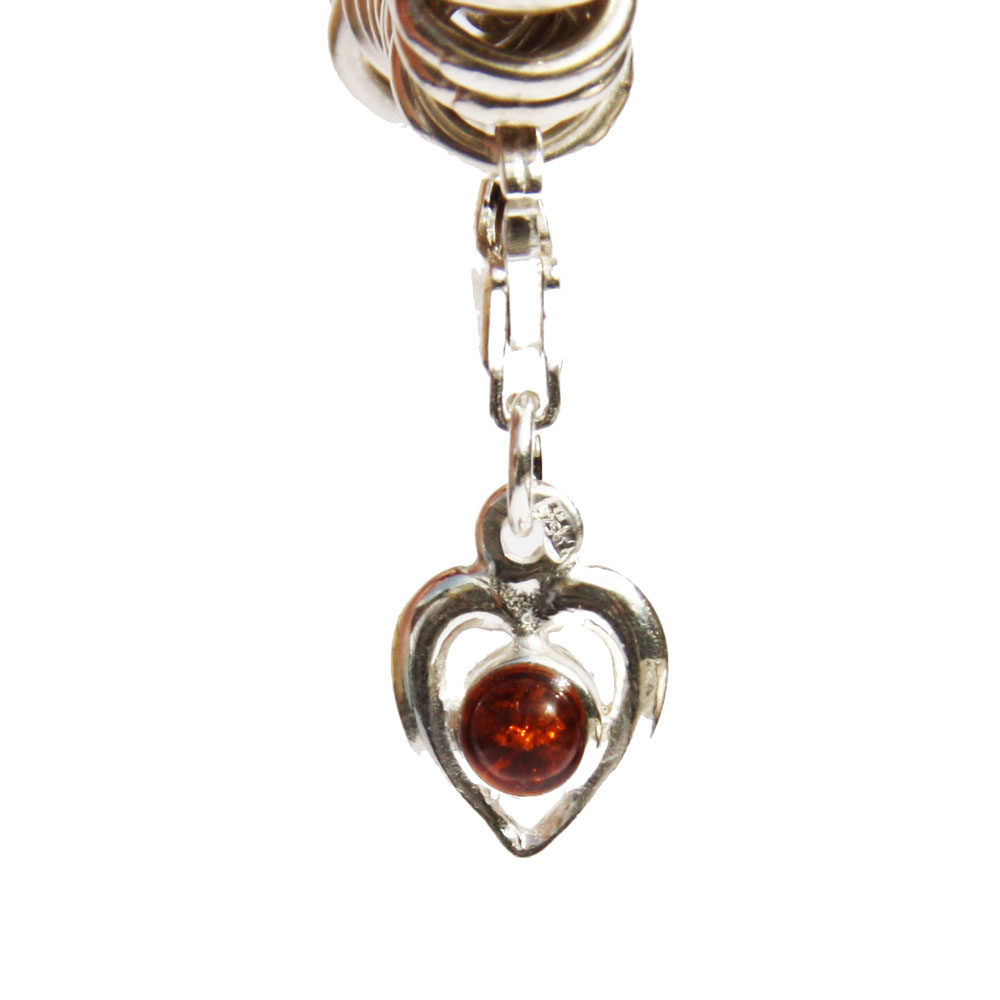 Silver Amber Heart Charm 10091