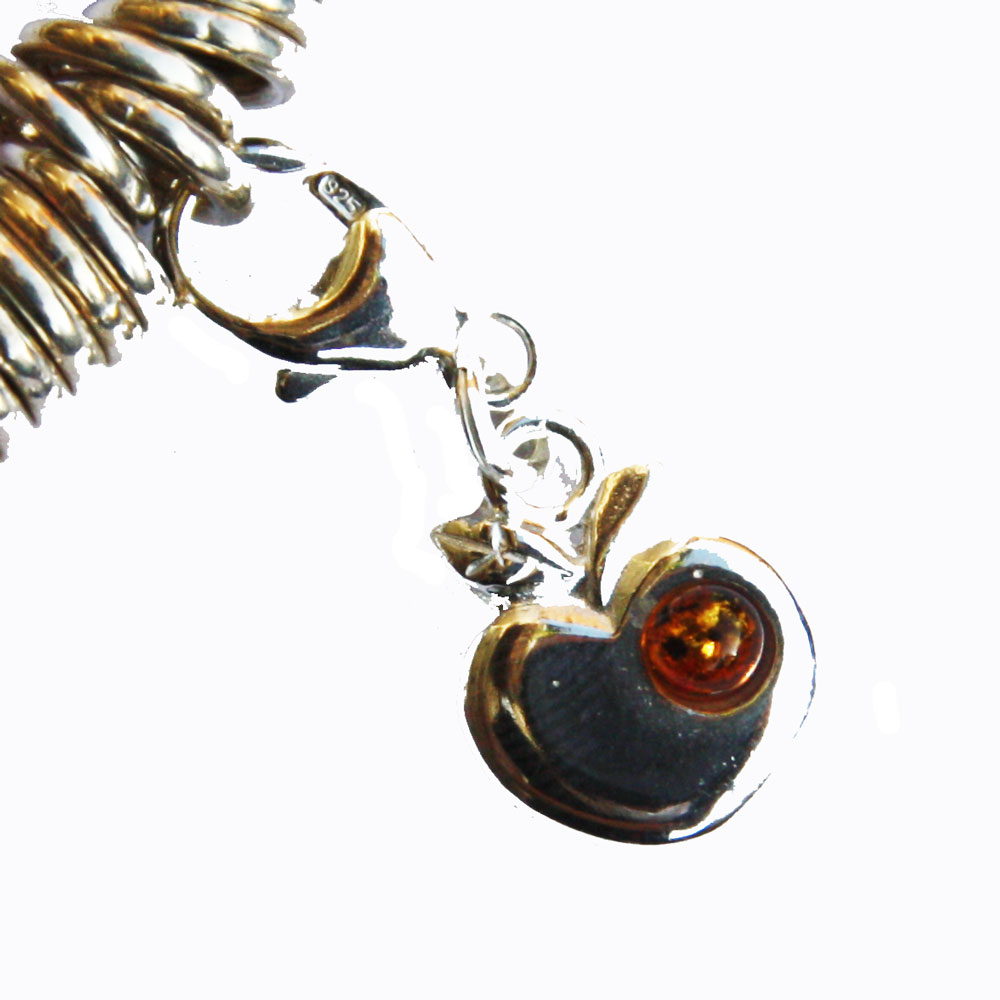 Silver Amber Apple Charm 01