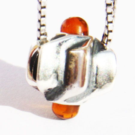 Silver Amber Bead 2099