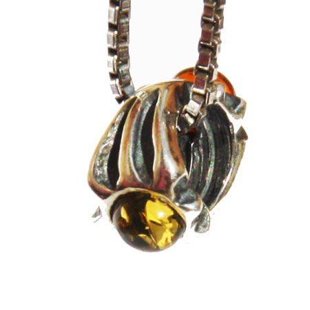 Silver Amber Bead 12099