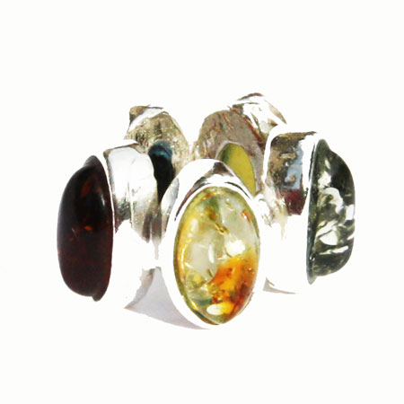 Silver Mix Amber Bead 
