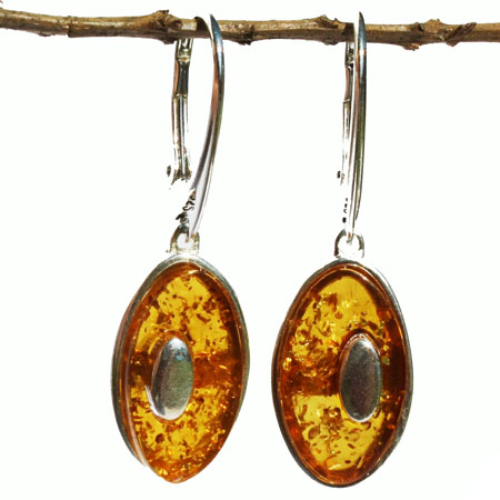 Honey Amber Oval Earrings 3012