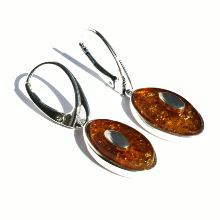 Honey Amber Oval Earrings 3012
