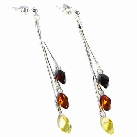 Multi Amber Earrings - Triple Drops