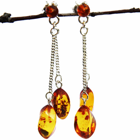 Long Dangly amber Earrings