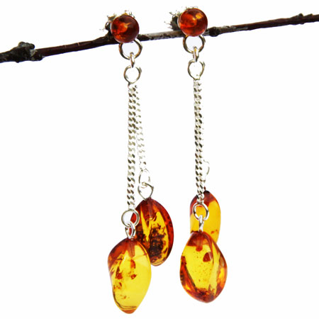Long Dangly amber Earrings