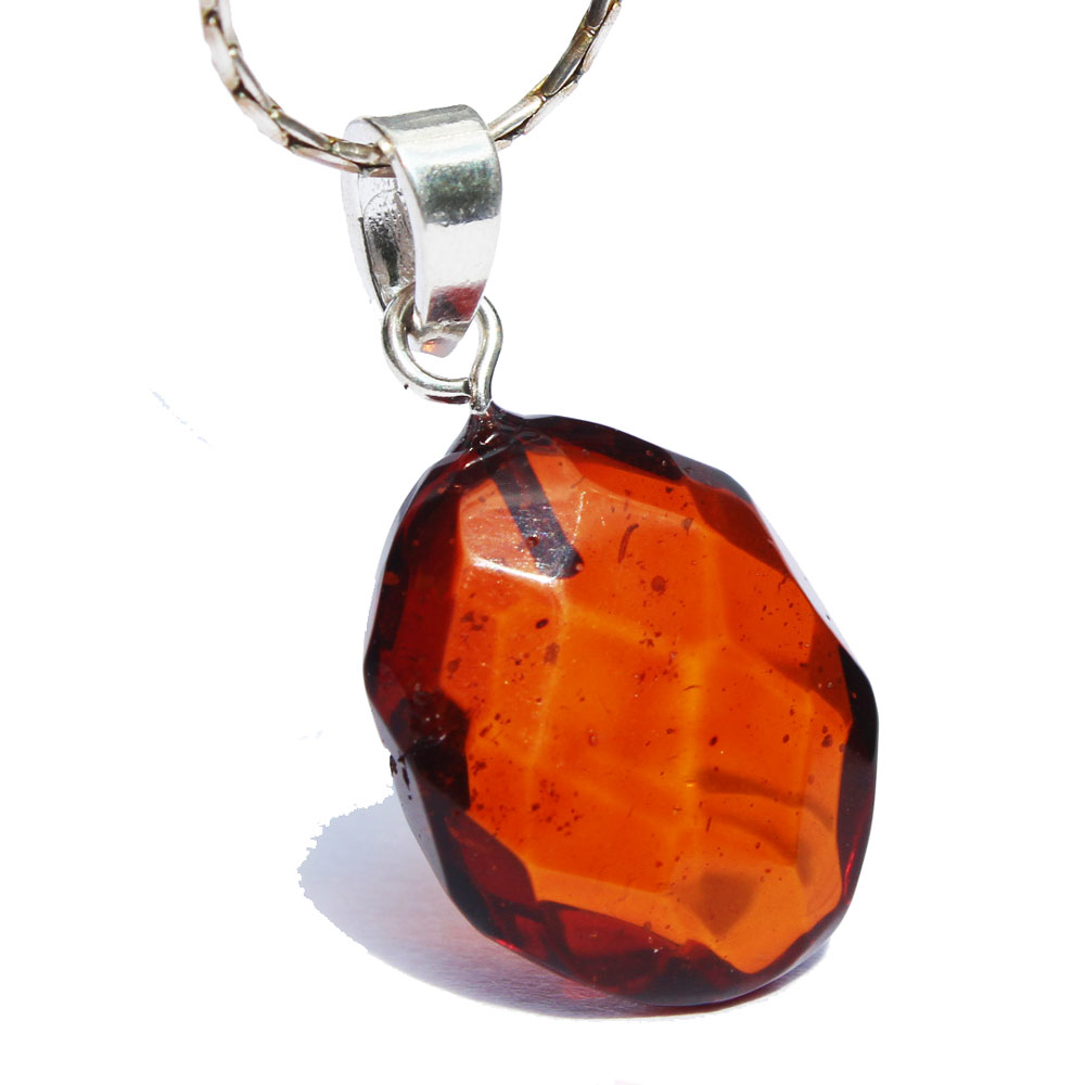 Faceted Amber Pendant Oval