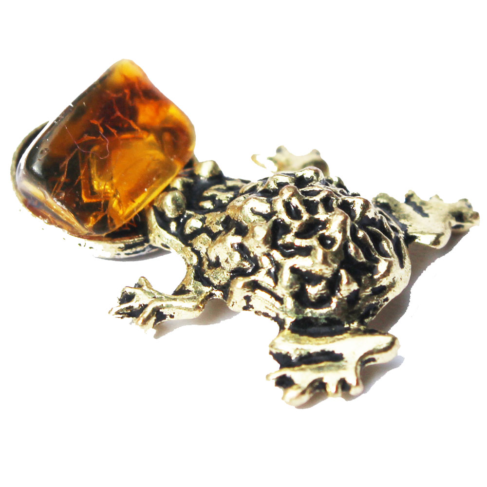 Amber Lucky Frog for Purse