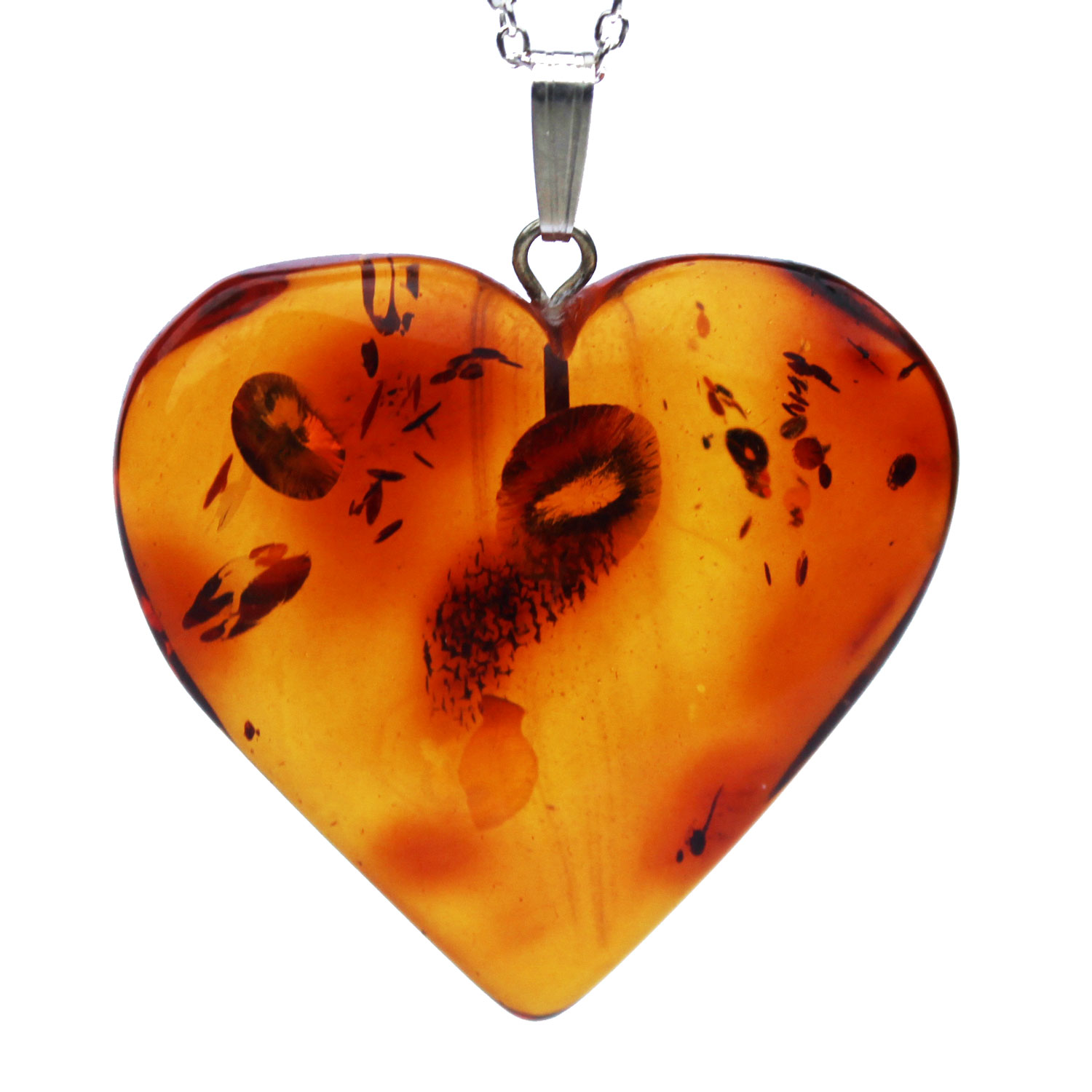 Large Amber Pendant Heart
