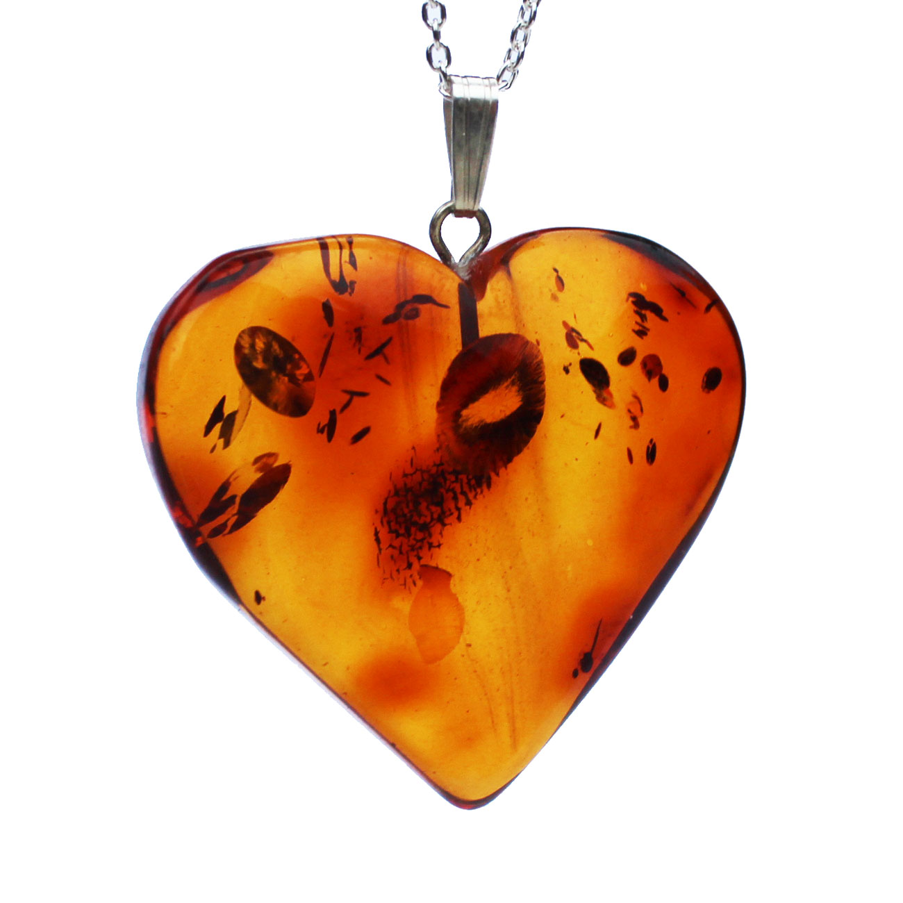 Large Amber Pendant Heart