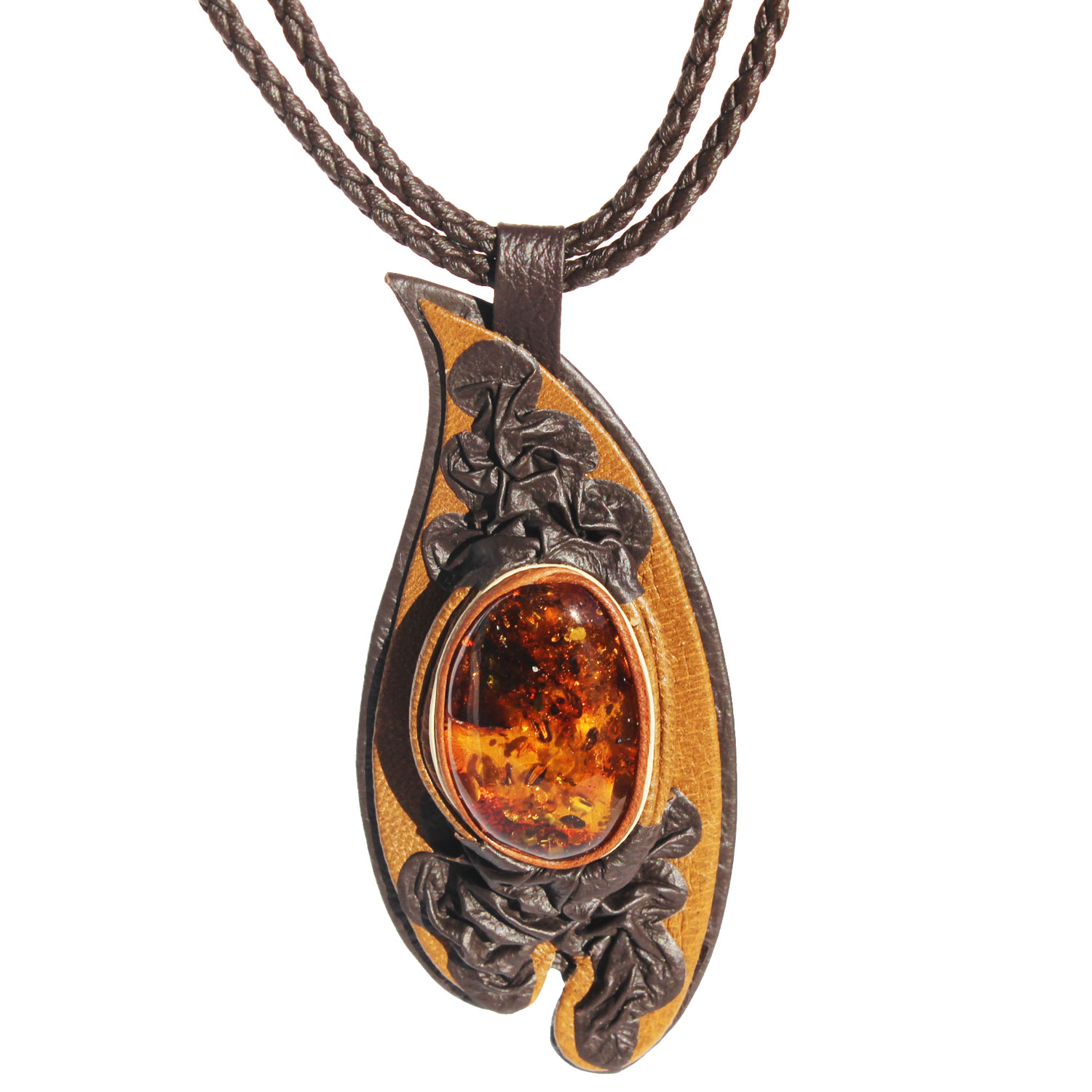 Amber in Leather Pendant 8