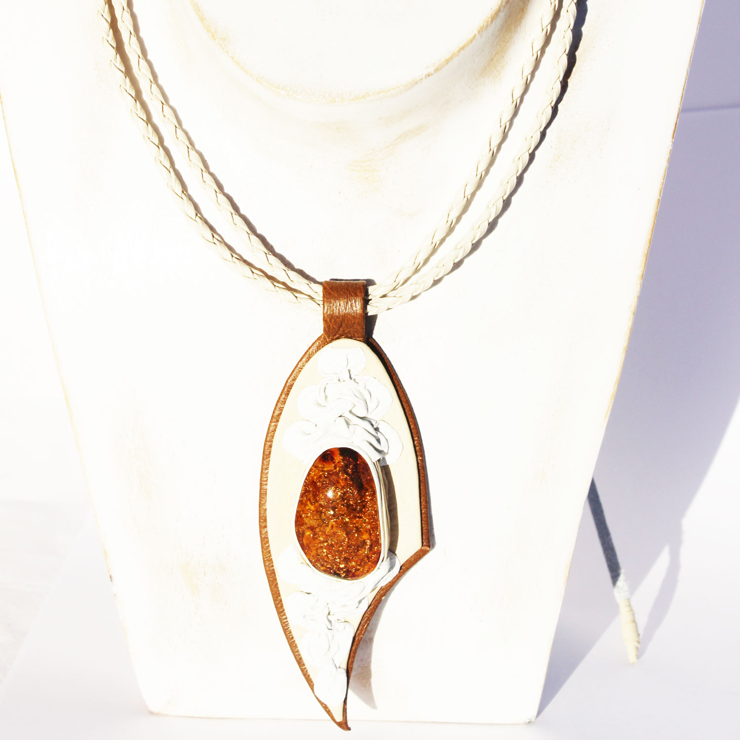 Amber in Leather Pendant 7