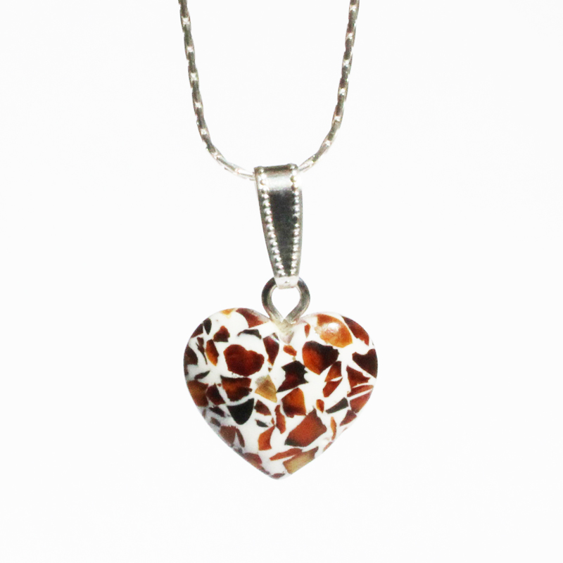 Amber Mosaic Heart Pendant