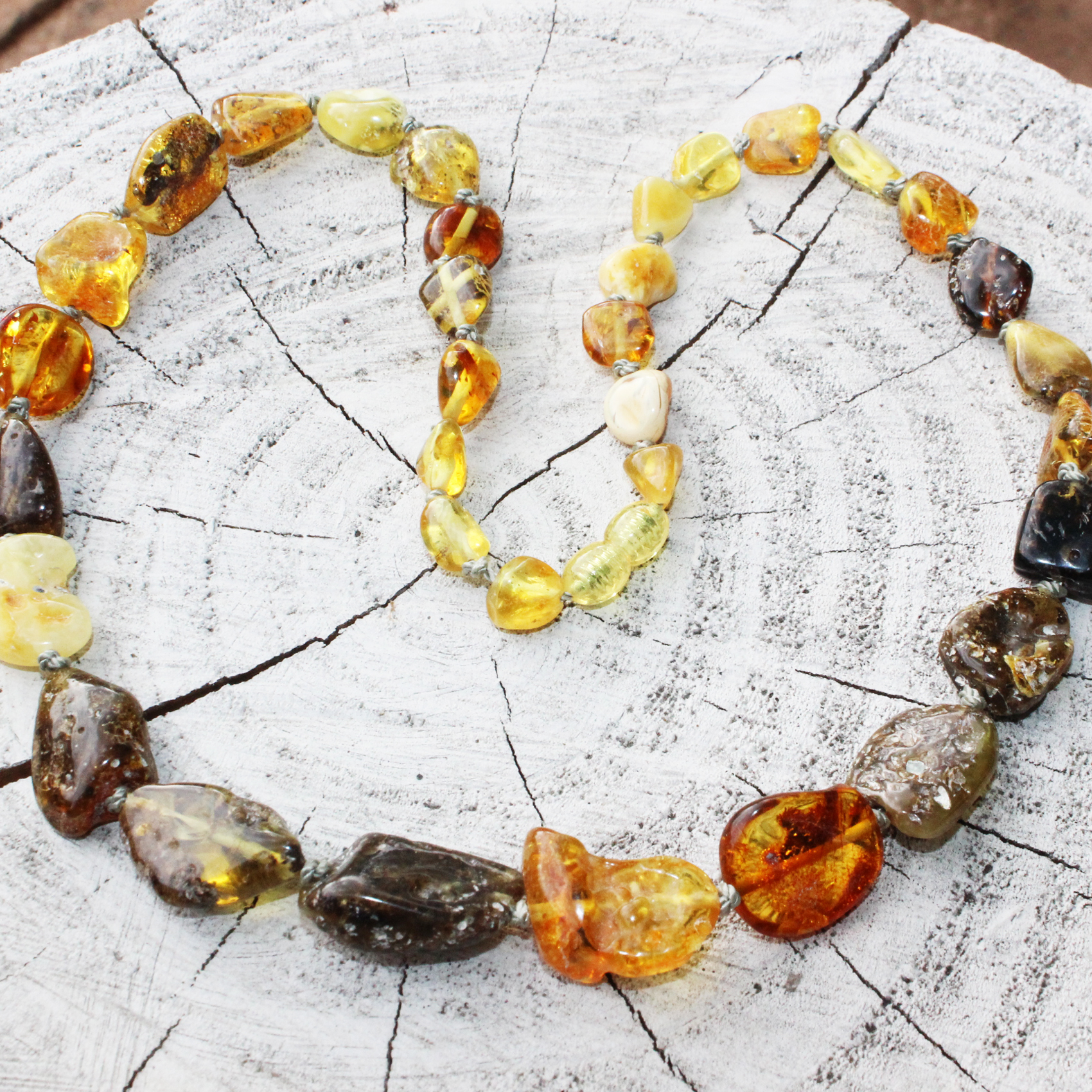 Multi Amber Necklace Plums