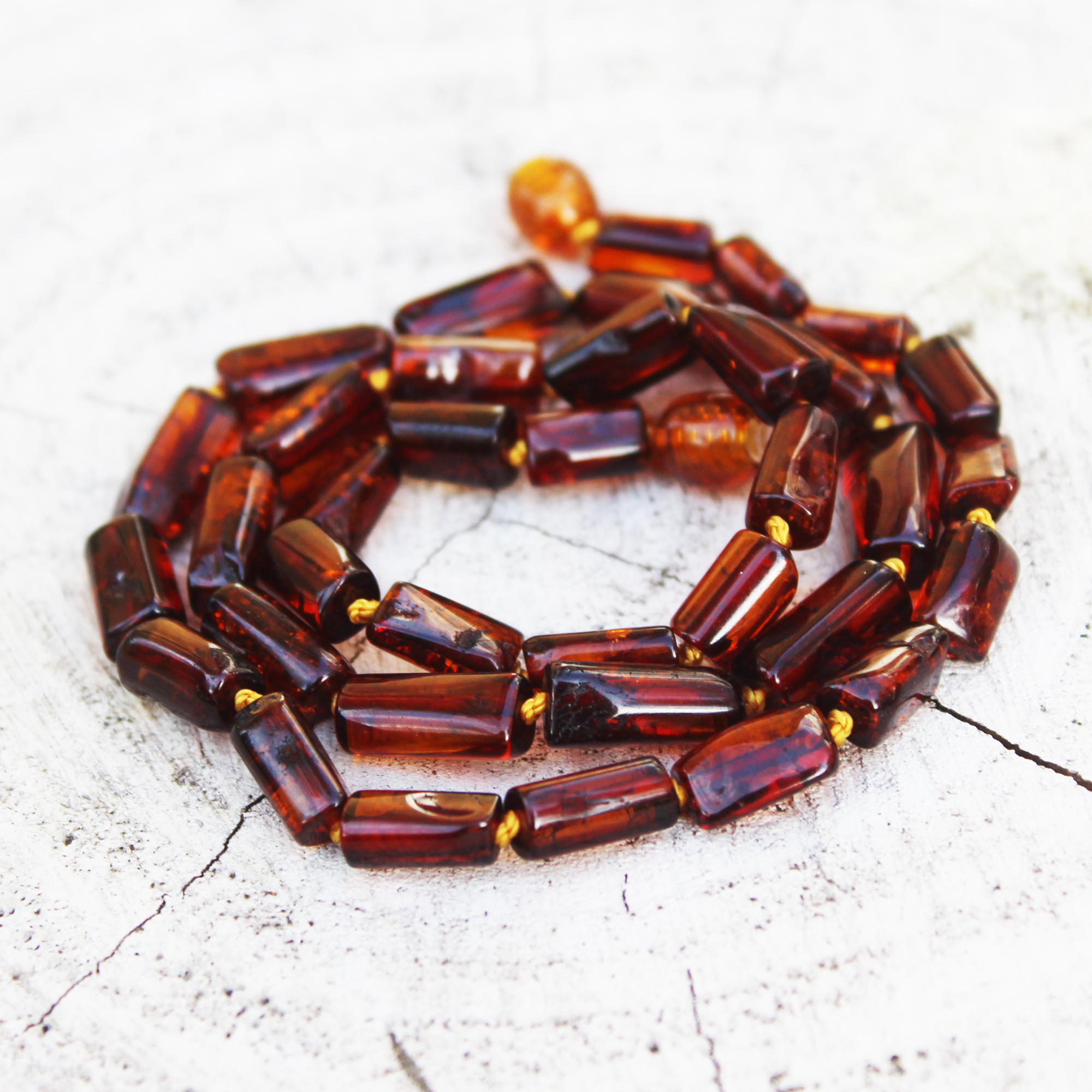 Cherry Amber Tube Necklace