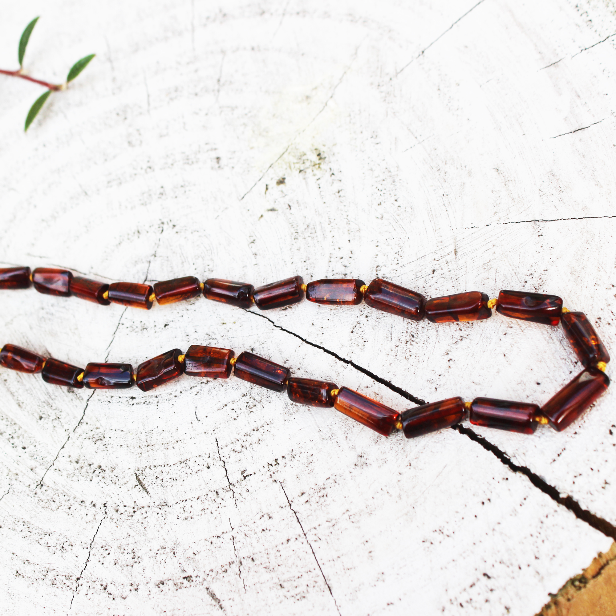Cherry Amber Tube Necklace
