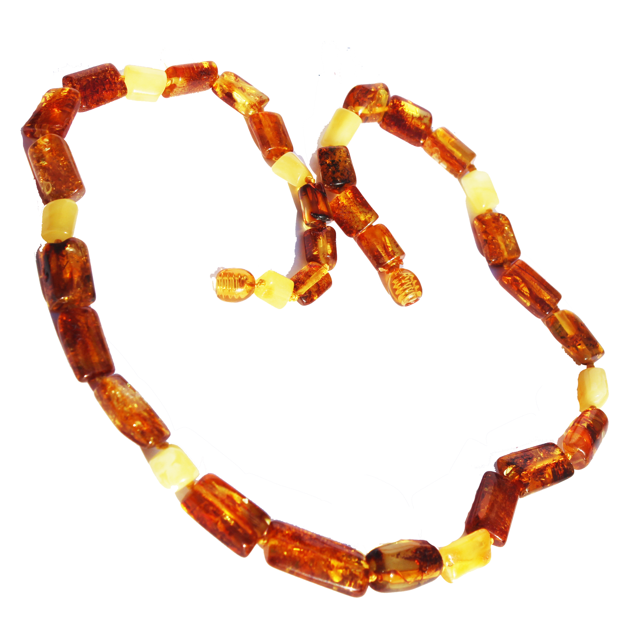 Honey-Mix Amber Tube Necklace 