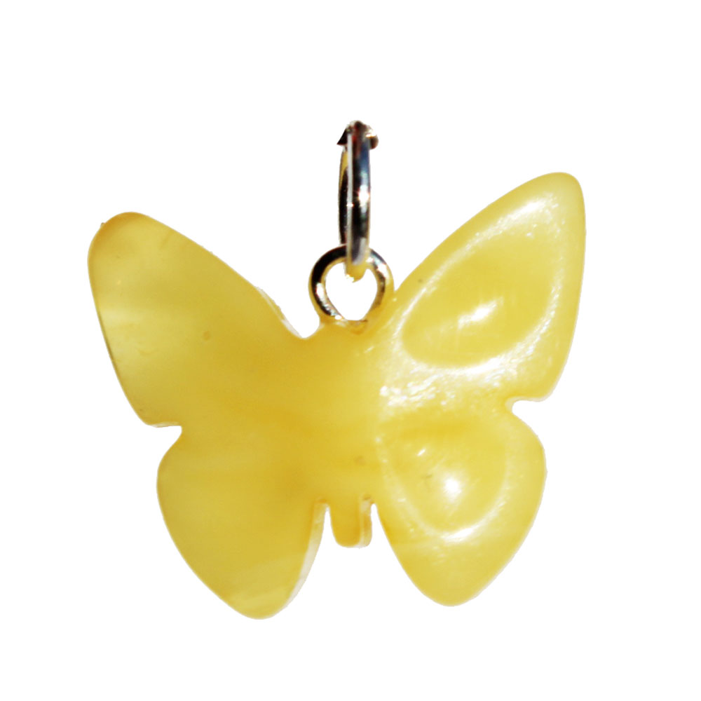 White Amber Butterfly Pendant