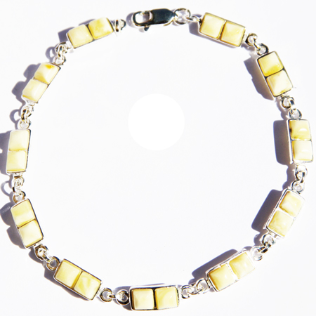 Amber Silver White Bracelet Squares