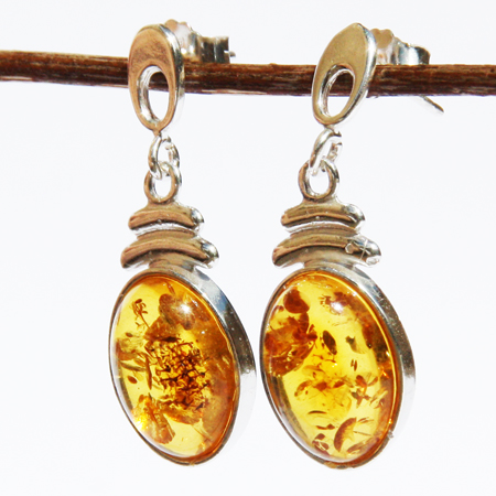 Amber Silver Honey Earrings