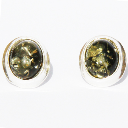 Amber Silver Green Studs 107