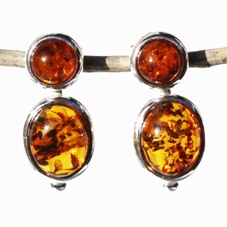 Double Amber Earrings Honey