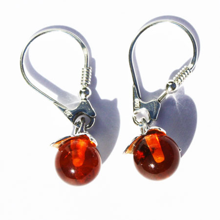 Honey Amber Ball Earrings 8395