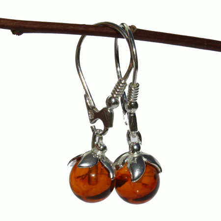 Honey Amber Ball Earrings 8395