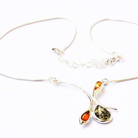 Amber Silver Mix Necklace 13