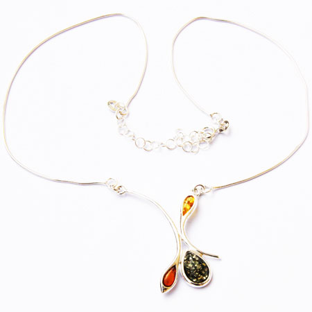 Amber Silver Mix Necklace 13