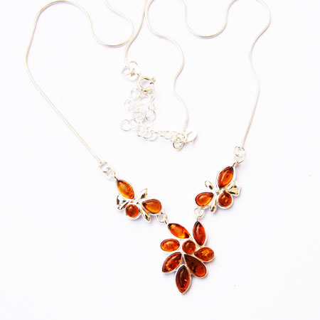 Amber Silver Honey Necklace 6124