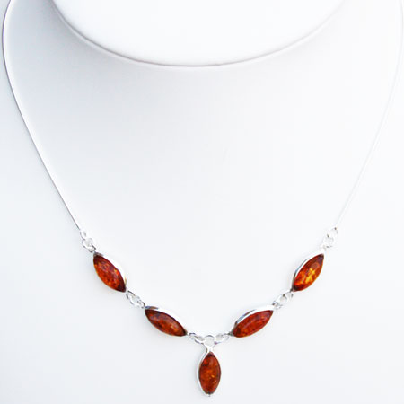 Amber Silver Honey Necklace 6163