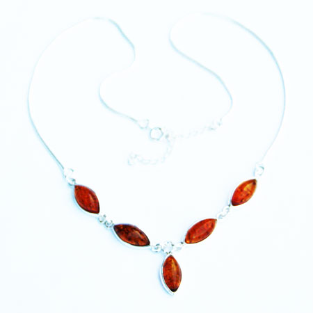 Amber Silver Honey Necklace 6163
