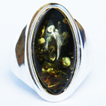 Amber Silver Green Ring 61 