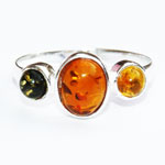 Mix Amber Silver Ring 65 
