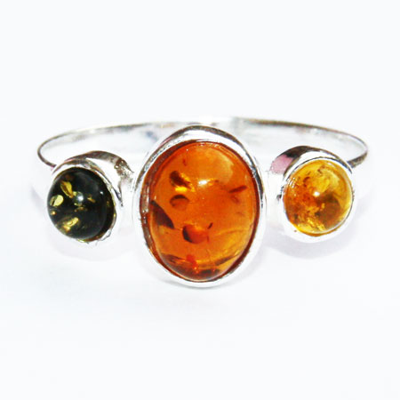 Mix Amber Silver Ring 65 