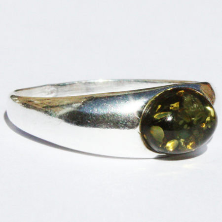 Amber Silver Green Ring 309