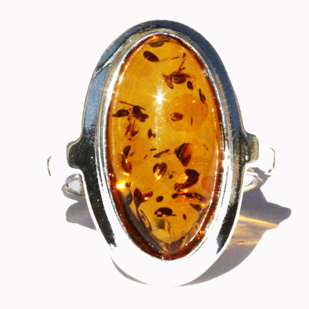 Amber Silver Honey Ring 388