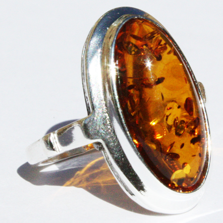 Amber Silver Honey Ring 388
