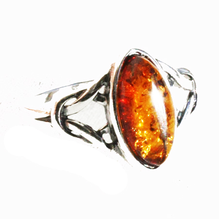 Amber Silver Honey Ring 4026