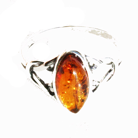 Amber Silver Honey Ring 4026