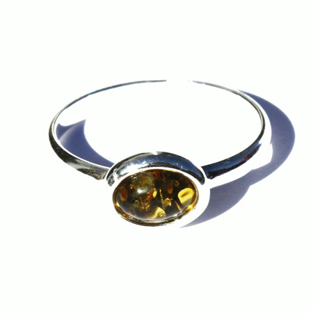 Amber Silver Green Ring 7508