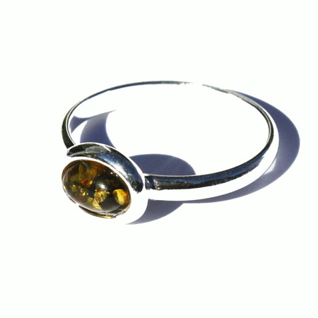 Amber Silver Green Ring 7508