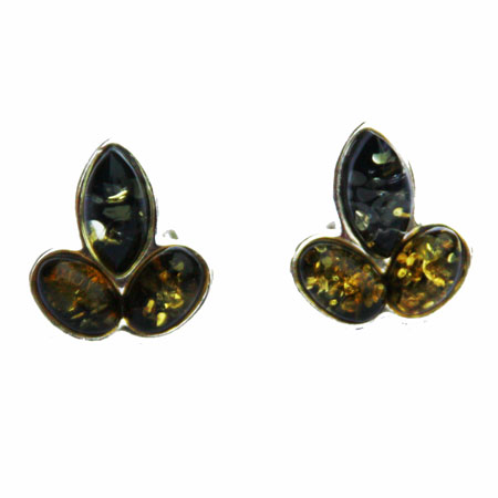 Amber Silver Green Studs 167